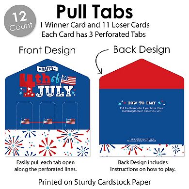 Big Dot Of Happiness Firecracker 4th Of July Party Game Cards Pull Tabs 3-in-a-row 12 Ct