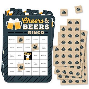 Big Dot Of Happiness Cheers & Beers Happy Birthday - Bingo Cards & Markers - Bingo Game 18 ct