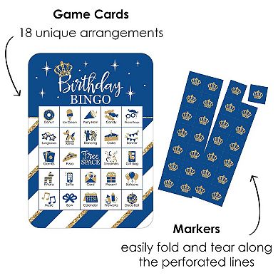 Big Dot Of Happiness Royal Prince Charming Picture Cards & Markers Birthday Bingo Game 18 Ct