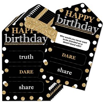 Big Dot Of Happiness Adult Happy Birthday Gold Party Game Truth, Dare, Share Pull Tabs 12 ct