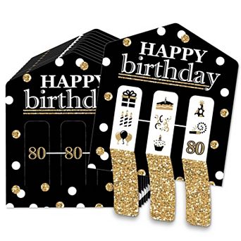 Big Dot Of Happiness Adult 80th Birthday Gold Party Game Cards Pull Tabs 3-in-a-row 12 ct