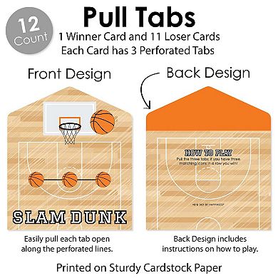 Big Dot Of Happiness Nothin' But Net - Basketball Party Game Cards Pull Tabs 3-in-a-row 12 Ct