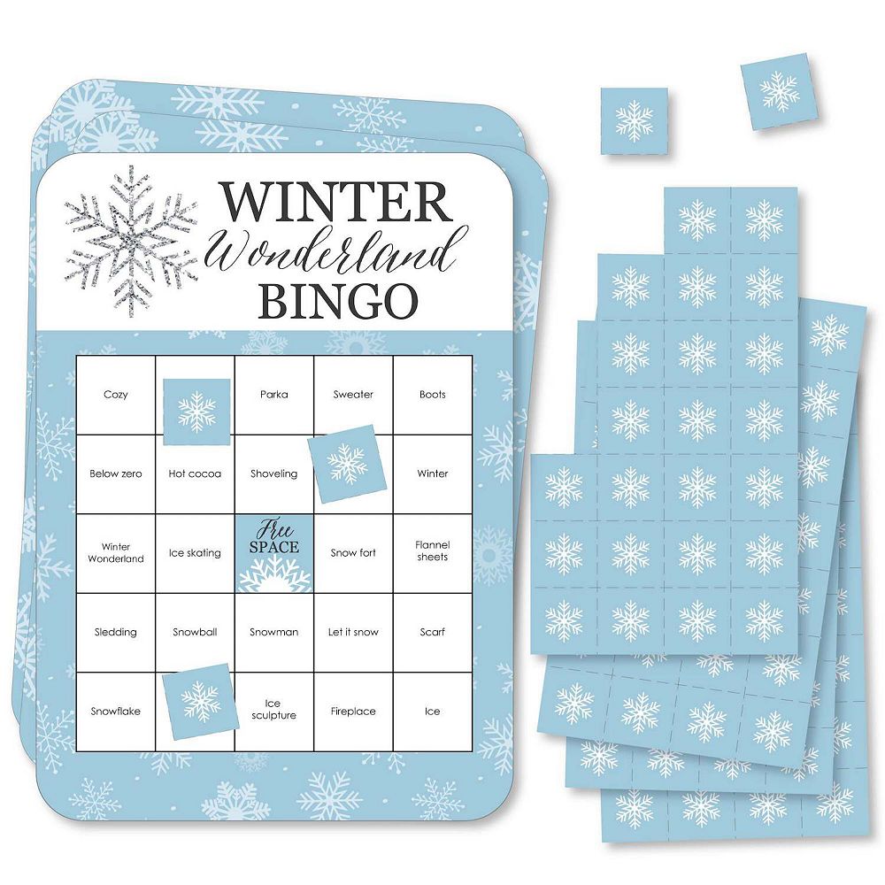 Big Dot Of Happiness Winter Wonderland - Bingo Cards & Markers - Party ...