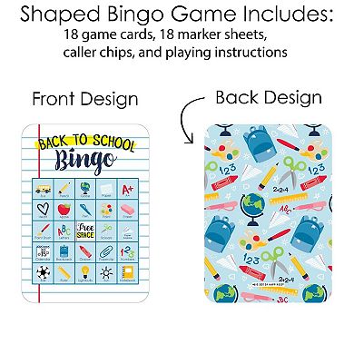 Big Dot Of Happiness Back To School Cards/markers 1st Day School Activities Bingo Game 18 Ct