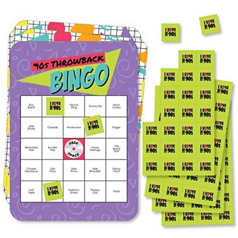 Big Dot Of Happiness 90's Throwback - Bar Cards & Markers - 1990s Party Bingo Game 18 ct
