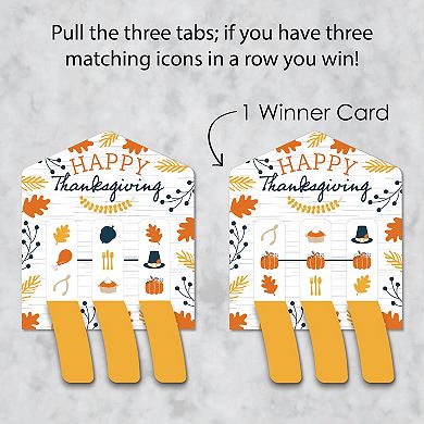Big Dot Of Happiness Happy Thanksgiving Fall Party Game Cards - Pull Tabs 3-in-a-row 12 Ct