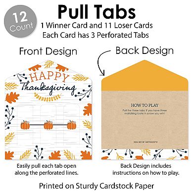 Big Dot Of Happiness Happy Thanksgiving Fall Party Game Cards - Pull Tabs 3-in-a-row 12 Ct