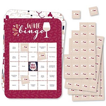 Big Dot Of Happiness But First, Wine - Cards & Markers - Wine Tasting Party Bingo Game 18 ct