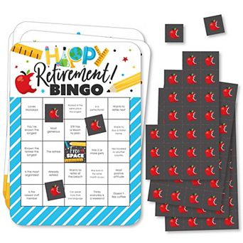 Big Dot Of Happiness Teacher Retirement - Cards & Markers - Party Shaped Bingo Game 18 ct