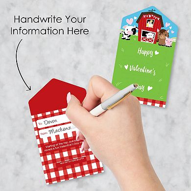 Big Dot Of Happiness Farm Animals - Cards For Kids - Happy Valentine's Day Pull Tabs - 12 Ct
