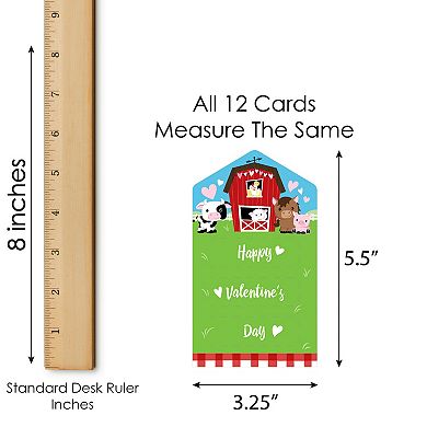 Big Dot Of Happiness Farm Animals - Cards For Kids - Happy Valentine's Day Pull Tabs - 12 Ct