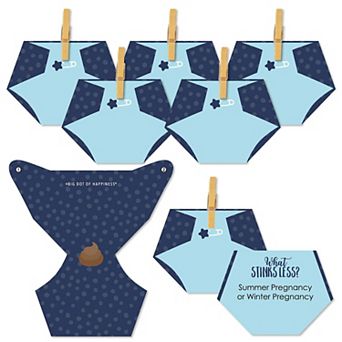 Big Dot Of Happiness Boy Blue Baby Shower Conversation Starter 2-in-1 Dirty Diaper Game 24 ct