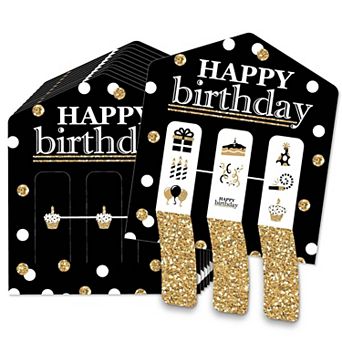 Big Dot Of Happiness Adult Happy Birthday Gold Party Game Cards Pull Tabs 3-in-a-row 12 ct