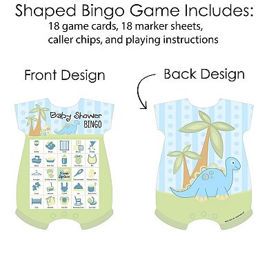 Big Dot Of Happiness Baby Boy Dinosaur - Cards & Markers Baby Shower Shaped Bingo Game 18 Ct