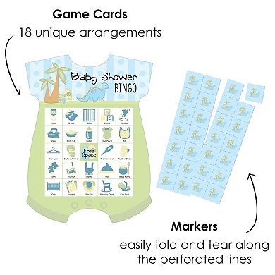 Big Dot Of Happiness Baby Boy Dinosaur - Cards & Markers Baby Shower Shaped Bingo Game 18 Ct
