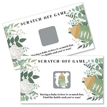 Big Dot Of Happiness Boho Botanical Baby - Greenery Baby Shower Game Scratch Off Cards 22 ct