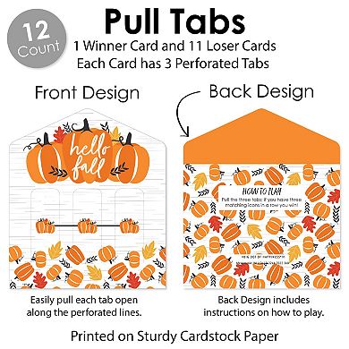 Big Dot Of Happiness Fall Pumpkin - Halloween Or Thanksgiving Game Pull Tabs 3-in-a-row 12 Ct