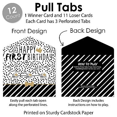 Big Dot Of Happiness 1st Birthday Little Mr. Onederful Game Cards Pull Tabs 3-in-a-row 12 Ct