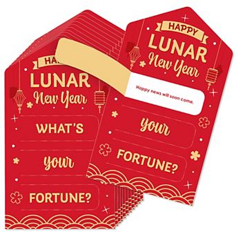 Big Dot Of Happiness Chinese Lanterns - Lunar New Year Game Cards - Fortune Pull Tabs - 12 ct