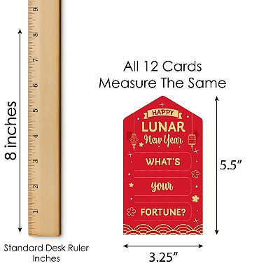 Big Dot Of Happiness Chinese Lanterns - Lunar New Year Game Cards - Fortune Pull Tabs - 12 Ct