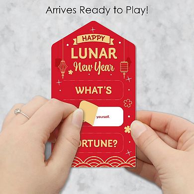 Big Dot Of Happiness Chinese Lanterns - Lunar New Year Game Cards - Fortune Pull Tabs - 12 Ct