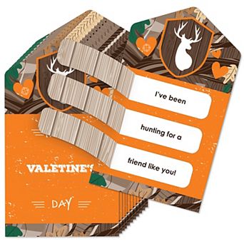Big Dot Of Happiness Gone Hunting Camo Cards For Kids - Happy Valentine's Day Pull Tabs 12 ct
