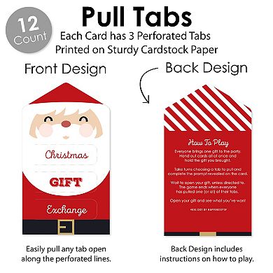 Big Dot Of Happiness Jolly Santa Claus Game Card White Elephant Gift Exchange Pull Tabs 12 Ct