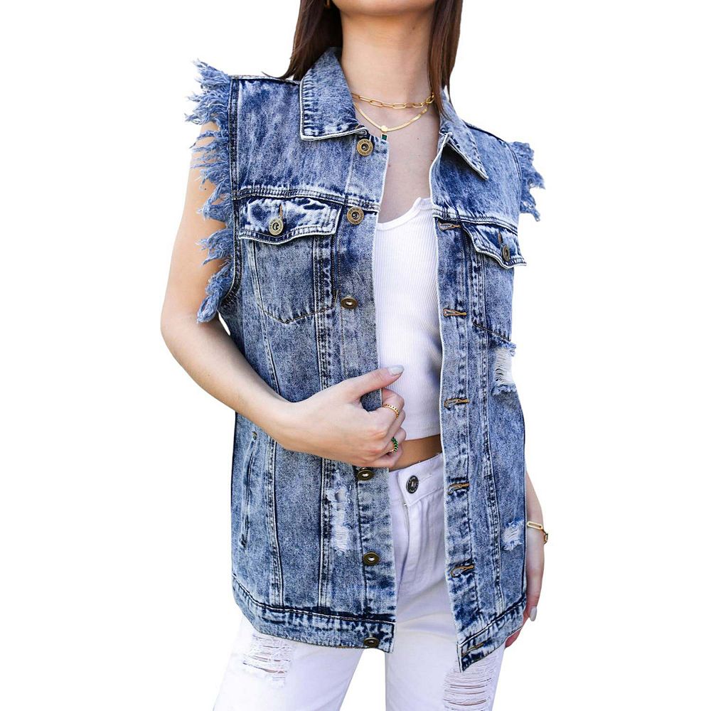 Outfit Xzbailisha Women's Fringe Vest Sleeveless Denim Vest