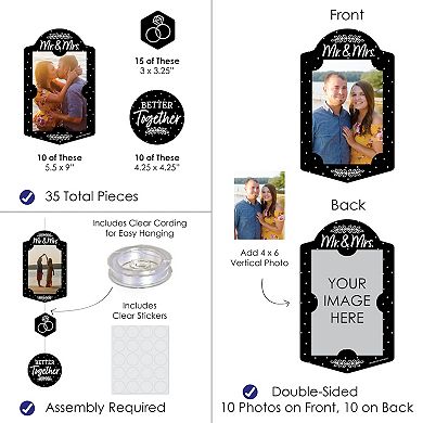 Big Dot Of Happiness Mr. And Mrs. Black & White Wedding Vertical Photo Garland 35 Pc