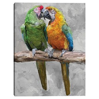Masterpiece Parrot Kiss by Studio Arts Canvas Wall Art