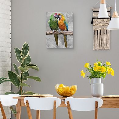 Masterpiece Parrot Kiss by Studio Arts Canvas Wall Art