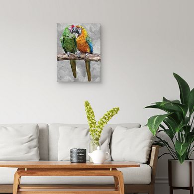 Masterpiece Parrot Kiss by Studio Arts Canvas Wall Art