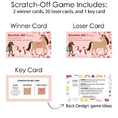 Big Dot Of Happiness Run Wild Horses - Pony Birthday Party Game Scratch Off Cards - 22 Count
