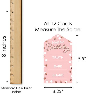 Big Dot Of Happiness Pink Rose Gold Birthday Party Game - Truth, Dare, Share Pull Tabs 12 Ct