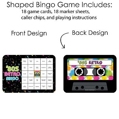 Big Dot Of Happiness 80's Retro - Bar Cards & Markers Totally 1980s Party Bingo Game 18 Ct