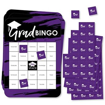 Big Dot Of Happiness Purple Grad Best Is Yet To Come Cards & Markers Shaped Bingo Game 18 ct