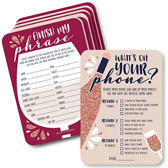 Big Dot Of Happiness But First, Wine 2-in-1 Wine Tasting Party Cards Activity Duo Games 20 ct