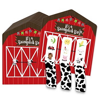 Big Dot Of Happiness Farm Animals Barnyard Party Game Cards Pull Tabs 3-in-a-row 12 Count