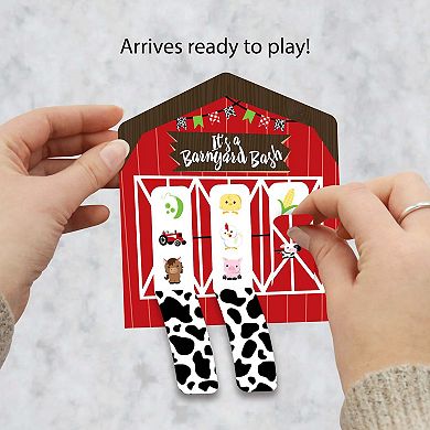 Big Dot Of Happiness Farm Animals Barnyard Party Game Cards Pull Tabs 3-in-a-row 12 Count