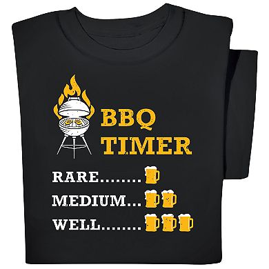 Collections Etc Soft Cotton Bbq Timer Black Short Sleeve Tee