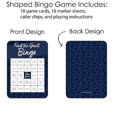 Big Dot Of Happiness Navy Blue Elegantly Simple - Find The Guest Wedding Bingo Game - 18 Ct