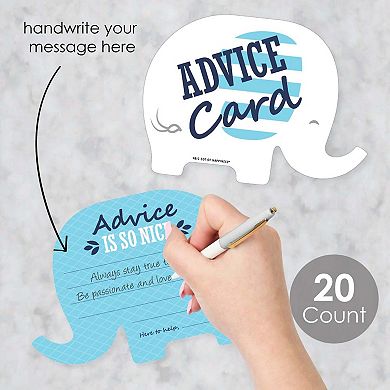 Big Dot Of Happiness Blue Elephant - Wish Card Activities - Shaped Advice Cards Game - 20 Ct