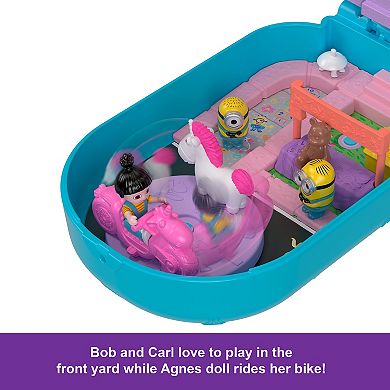 Polly Pocket Minions Compact Playset with 9 Accessories, 1 Doll, 2 Minions and Unicorn Toy