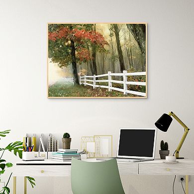 Masterpiece White Fence in Fall By Studio Arts Framed Wall Art