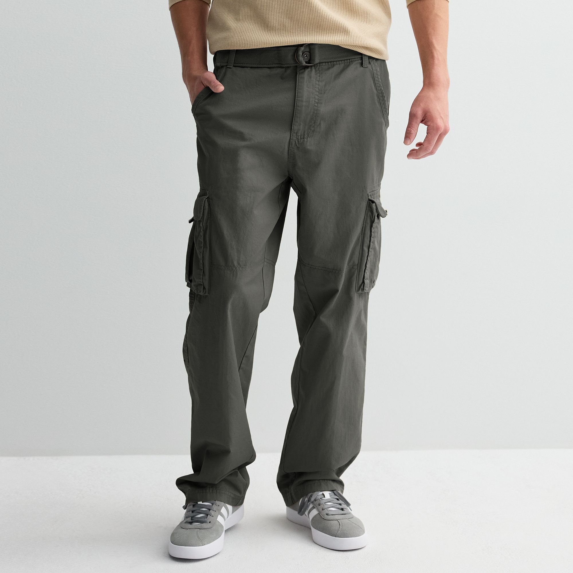 Mens Hollywood Jeans Belted Cargo Pants, Size: 30 X 32, Gray