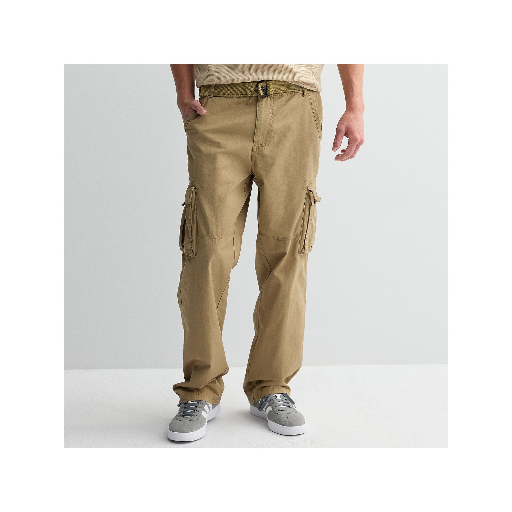 Mens Hollywood Jeans Belted Cargo Pants, Size: 30 X 32, Green