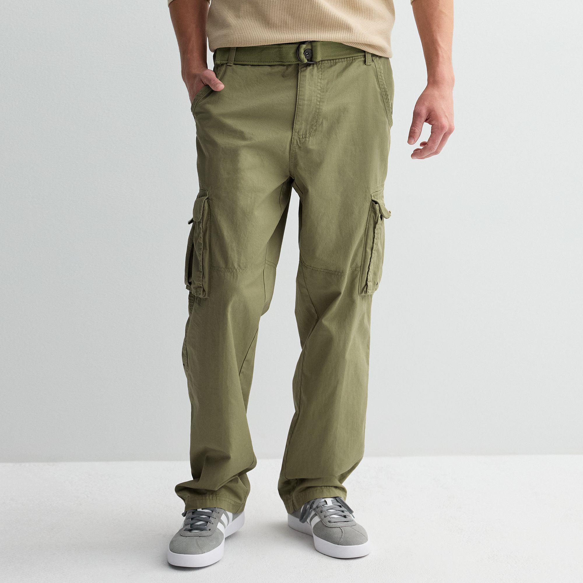 Mens Hollywood Jeans Belted Cargo Pants, Size: 30 X 32, Green