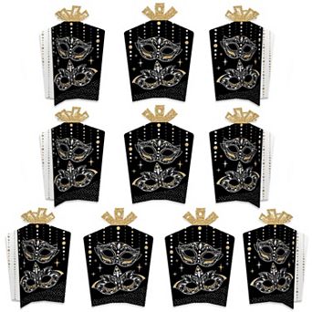 Big Dot Of Happiness Masquerade - Decor Venetian Mask Party Fold & Flare Centerpieces 10 ct