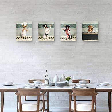 Masterpiece Fine Dining Doggies I - IV by Studio Arts Canvas Wall Art