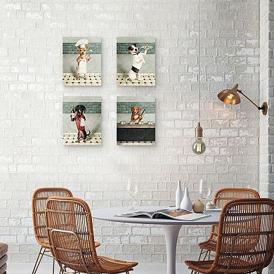 Masterpiece Fine Dining Doggies I - IV by Studio Arts Canvas Wall Art